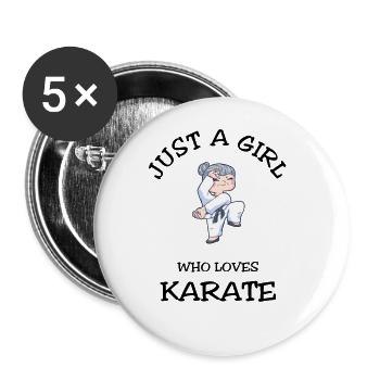 Just A Girl Who Loves Karate - Buttons large 2.2''/56 mm (5-pack) - white - Front