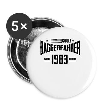 Geburtstag Baggerfahrer Baugeräteführer 1983 - Buttons groß 56 mm (5er Pack) - Weiß - Vorne