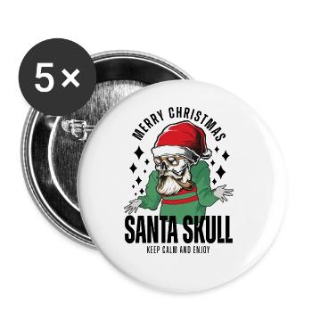 Nikolaus Skull Christmas Design - Buttons large 2.2''/56 mm (5-pack) - white - Front