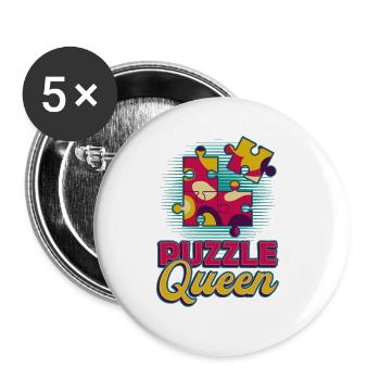 Puzzle Queen, puzzle game - Buttons large 2.2''/56 mm (5-pack) - white - Front