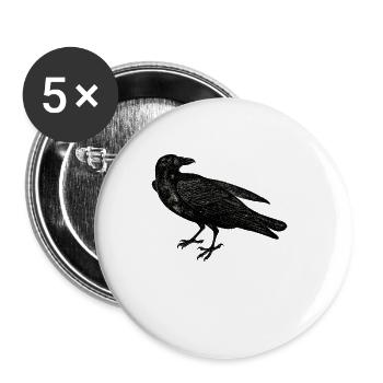 Crow raven lovers distressed - Buttons large 2.2''/56 mm (5-pack) - white - Front