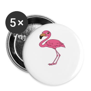 Funny flamingo graphics - Buttons large 2.2''/56 mm (5-pack) - white - Front