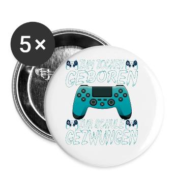Gaming Zocken Gamer - Buttons groß 56 mm (5er Pack) - Weiß - Vorne