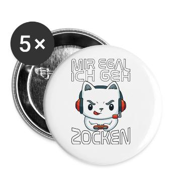 Gaming Zocken Gamer - Buttons groß 56 mm (5er Pack) - Weiß - Vorne