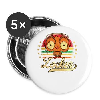Gaming Zocken Gamer - Buttons groß 56 mm (5er Pack) - Weiß - Vorne