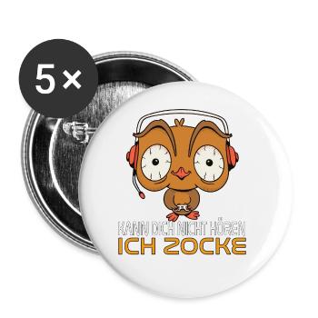 Kann Dich Nicht Hören Ich Zocke. Gaming Zocken - Buttons groß 56 mm (5er Pack) - Weiß - Vorne