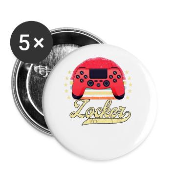 Gaming Zocken Gamer - Buttons groß 56 mm (5er Pack) - Weiß - Vorne
