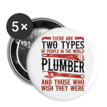 Plumbing Plumber Vintage There Are - Buttons large 2.2''/56 mm (5-pack) - white - Front
