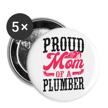 Plumbing Plumber Mom Proud Mom Of - Buttons groß 56 mm (5er Pack) - Weiß - Vorne