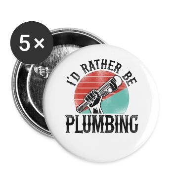 Plumbing Plumber Vintage Retro I'd - Buttons large 2.2''/56 mm (5-pack) - white - Front