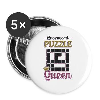 Crossword Puzzle Queen Crossword Puzzle Puzzle - Buttons large 2.2''/56 mm (5-pack) - white - Front