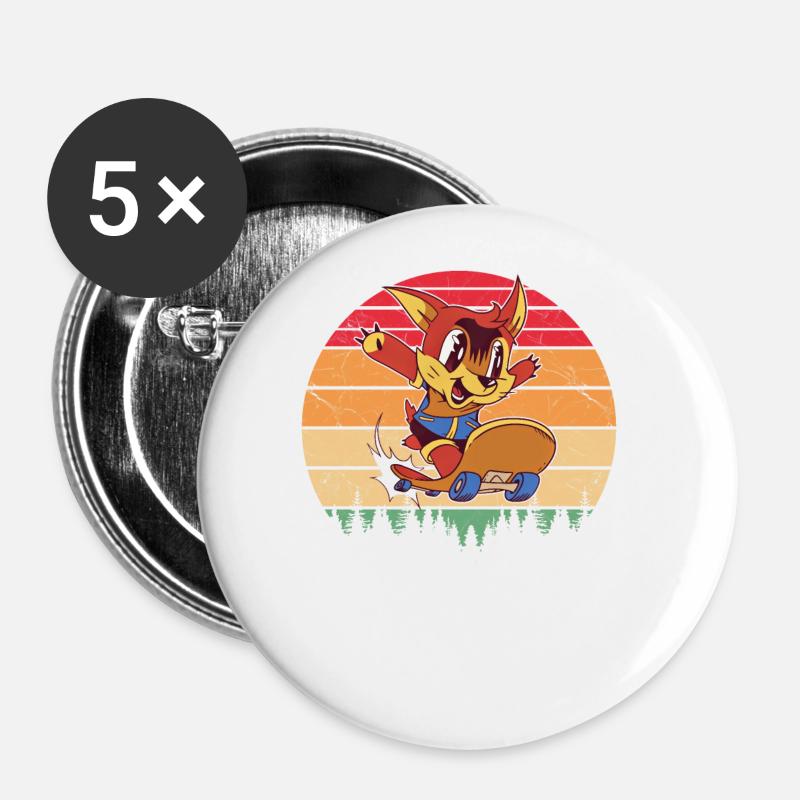 Skaters Skate Skateboarding Skateboard - Buttons large 2.2''/56 mm (5-pack) - white