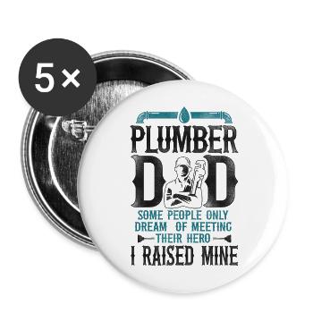 Plumbing Plumber Dad Vintage - Buttons large 2.2''/56 mm (5-pack) - white - Front