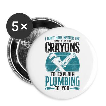 Plomberie Plombier Vintage Retro I - Lot de 5 grands badges (56 mm) - blanc - Devant