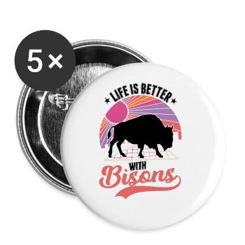 Life is better with a buffalo Buffalo - Buttons large 2.2''/56 mm (5-pack) - white - Front