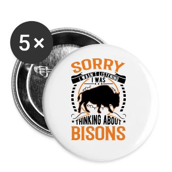 Buffalo Gift Water Buffalo Bison Buffallo - Buttons large 2.2''/56 mm (5-pack) - white - Front