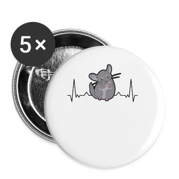 Chinchilla heartbeat - Buttons large 2.2''/56 mm (5-pack) - white - Front