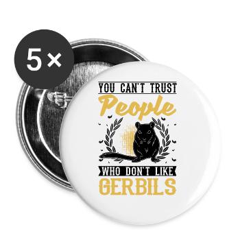 Gerbil Gift Mongolian Racing Rat Gerbil - Buttons large 2.2''/56 mm (5-pack) - white - Front