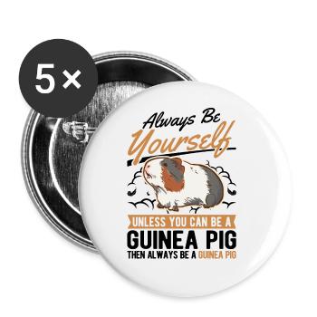 Meerschweinchen Geschenk Guinea Pig - Buttons groß 56 mm (5er Pack) - Weiß - Vorne