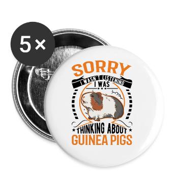 Meerschweinchen Geschenk Meerschwein - Buttons groß 56 mm (5er Pack) - Weiß - Vorne