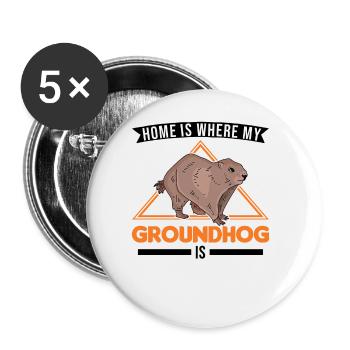 Groundhog Home Groundhog Day Marmot - Buttons large 2.2''/56 mm (5-pack) - white - Front