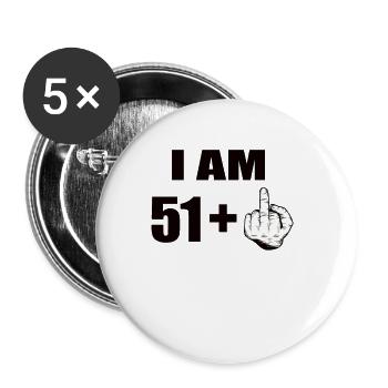 52 Geburtstag - Buttons groß 56 mm (5er Pack) - Weiß - Vorne