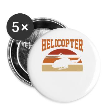 Cadeau de pilote d’hélicoptère - Lot de 5 grands badges (56 mm) - blanc - Devant