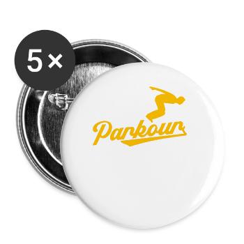 Parkour Gift Freerunning Parkour Runner - Buttons large 2.2''/56 mm (5-pack) - white - Front