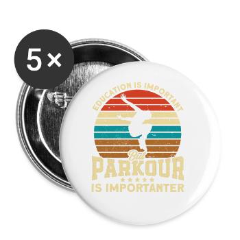 Parkour Gift Freerunning Parkour Runner - Buttons large 2.2''/56 mm (5-pack) - white - Front