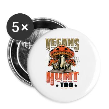Vegans hunt for mushroom hunting - Buttons large 2.2''/56 mm (5-pack) - white - Front