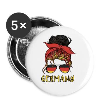 Allemagne Football féminin Drapeau allemand - Lot de 5 grands badges (56 mm) - blanc - Devant