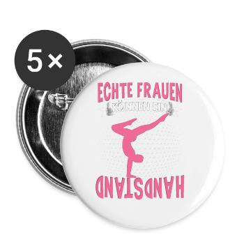 Handstände Turnerin Damen Mädchen Turner Kopfüber - Buttons groß 56 mm (5er Pack) - Weiß - Vorne
