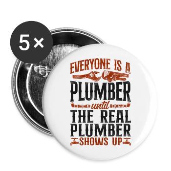 Plumbing Plumber Vintage Everyone - Buttons large 2.2''/56 mm (5-pack) - white - Front