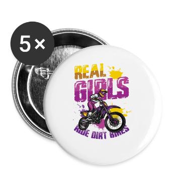 Les vraies filles conduisent des motos hors route, motocross féminin - Lot de 5 grands badges (56 mm) - blanc - Devant