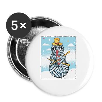 Yarn Snowman Sewing Knitting Crochet - Buttons large 2.2''/56 mm (5-pack) - white - Front
