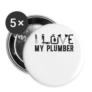Plumbing Plumber Wife Girlfriend - Buttons large 2.2''/56 mm (5-pack) - white - Front