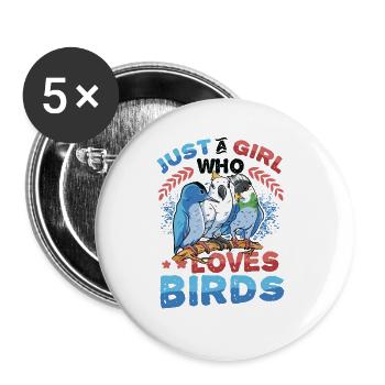 Just A Girl Who Loves Birds, birdwatching - Buttons large 2.2''/56 mm (5-pack) - white - Front