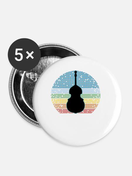 Kontrabass - Buttons groß 56 mm (5er Pack) - Weiß