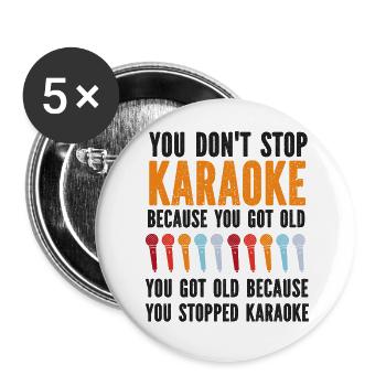 Chanteur de karaoké Tu ne t’arrêtes pas - Lot de 5 grands badges (56 mm) - blanc - Devant