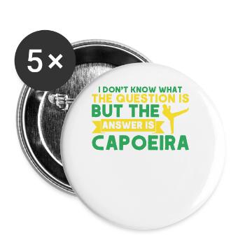 Capoeira Gift Brazil Martial Arts Capoeira - Buttons large 2.2''/56 mm (5-pack) - white - Front
