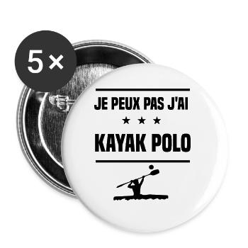 Je Peux Pas J'ai kayak polo kayakeur humour - Lot de 5 grands badges (56 mm) - blanc - Devant