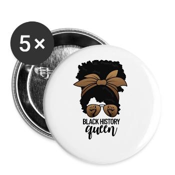 Schwarze Geschichte Queen Damen Messy Bun Melanin - Buttons groß 56 mm (5er Pack) - Weiß - Vorne