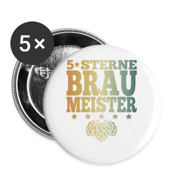 Braumeister Hopfen Brauer Brauerei - Buttons groß 56 mm (5er Pack) - Weiß - Vorne