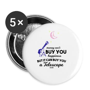 Shooting Star Moon Planet Telescope Saying - Buttons large 2.2''/56 mm (5-pack) - white - Front