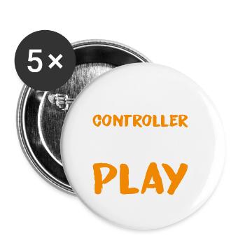 Donnez-moi la manette, le roi veut jouer - Lot de 5 grands badges (56 mm) - blanc - Devant