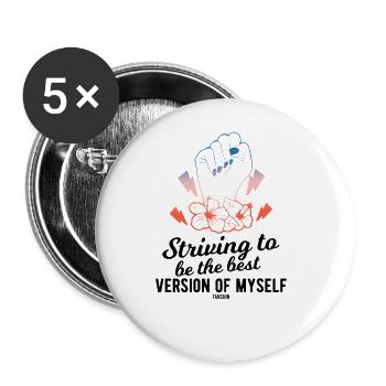 strong woman - Buttons large 2.2''/56 mm (5-pack) - white - Front
