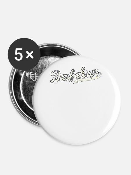 Busfahrer - Buttons groß 56 mm (5er Pack) - Weiß