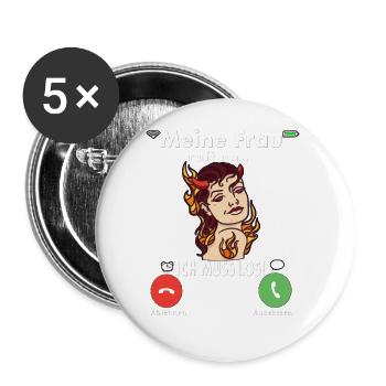 Meine Frau Teufel Lustig Humor Hochzeitstag - Buttons groß 56 mm (5er Pack) - Weiß - Vorne