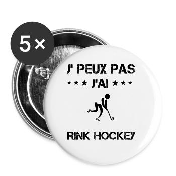 Je peux pas j'ai rink hockey cadeau humour - Lot de 5 grands badges (56 mm) - blanc - Devant