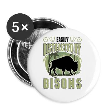 Facilement distrait par les bisons Buffle d’eau Buffle - Lot de 5 grands badges (56 mm) - blanc - Devant